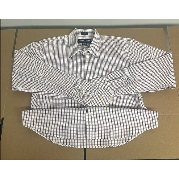 Men's polo Ralph Lauren longsleeve button-down plaid medium - Picture 7 of 14